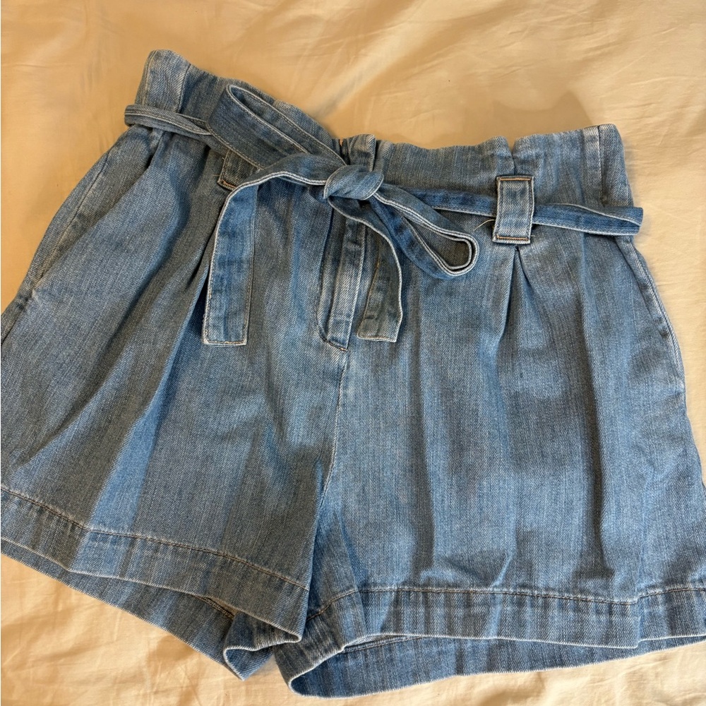 L'AGENCE Blue High Waist Denim Shorts